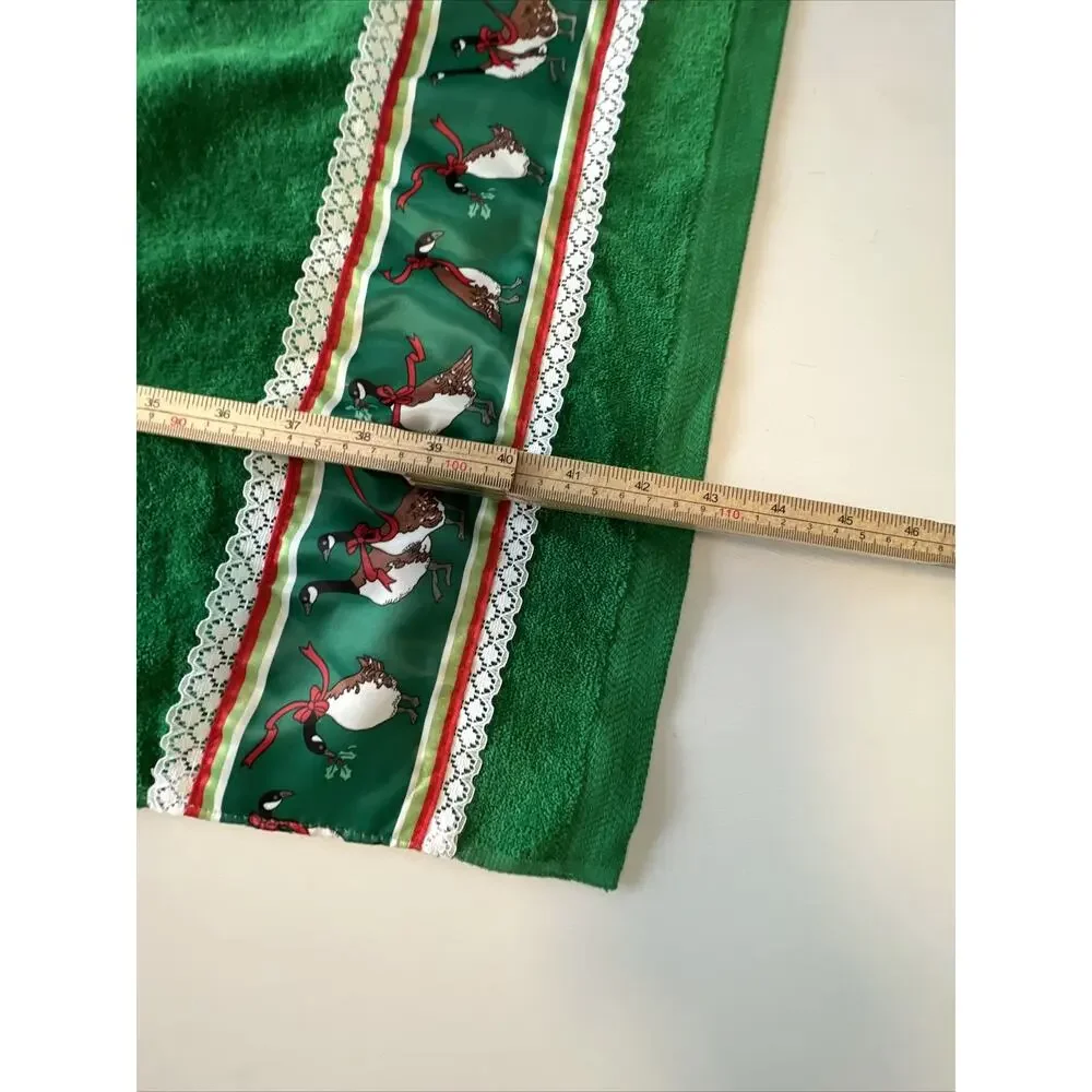 Vtg Christmas Goose Geese Bath Towel Washcloth 2 piece set